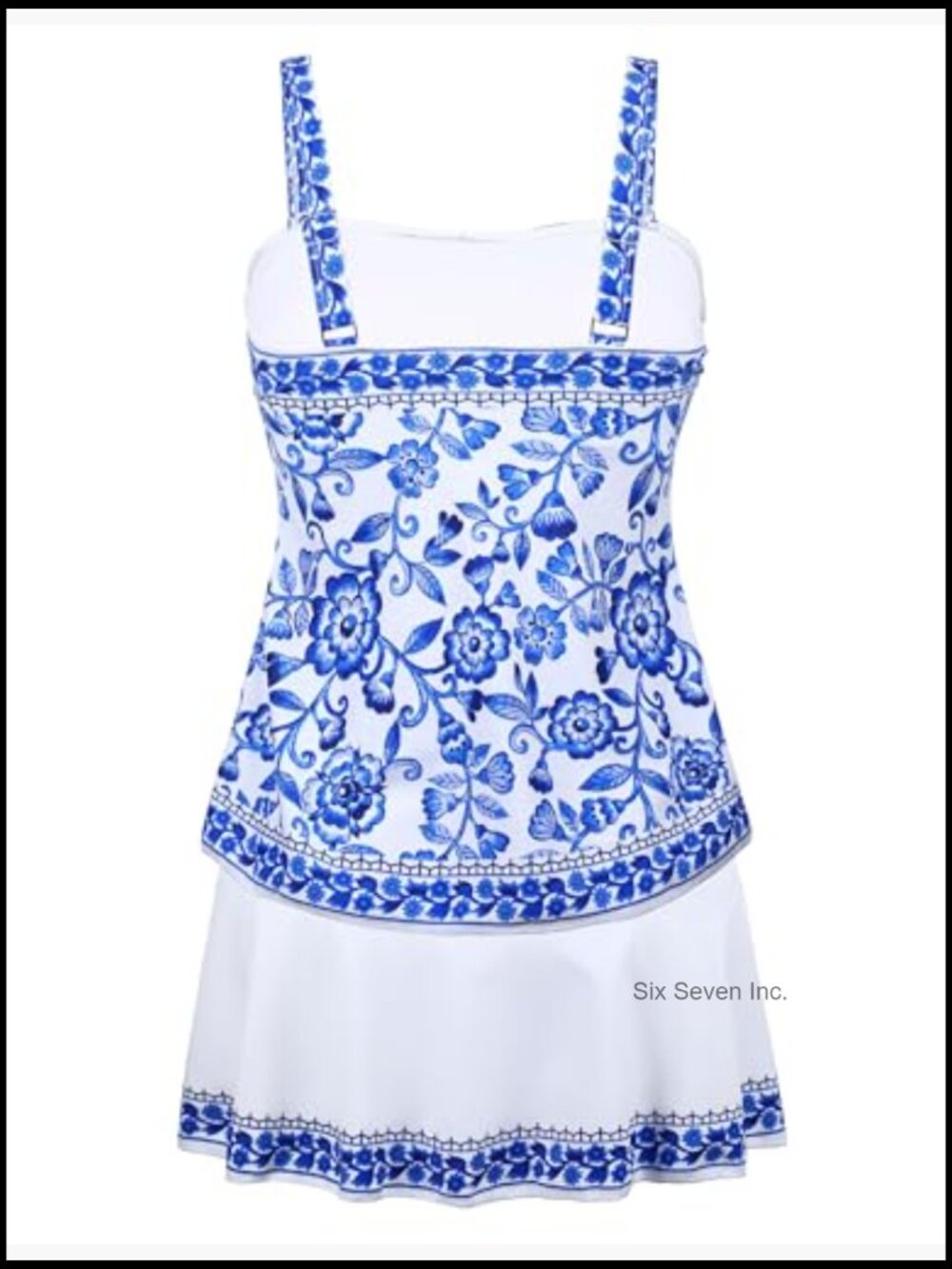 Tankini Swimsuits Tummy Control Two Piece with Skirt Modest Slimming Swim Dress - Picture 4 of 6